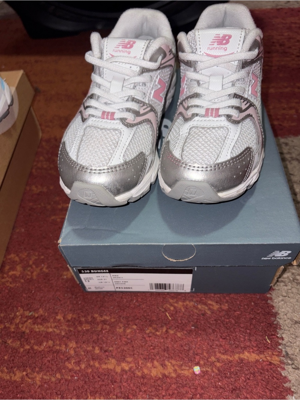 New Balance White, Pink & Silver Kids' Running Sneakers